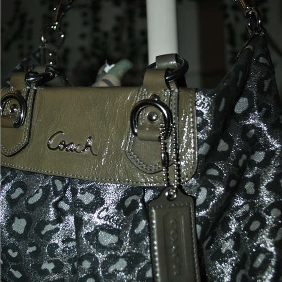 Coach Metallic Gray Leopard Shoulder Bag - Picture 4 of 11